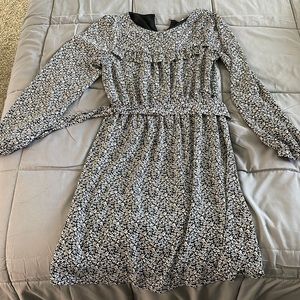 LOFT Floral Tie Waist Dress